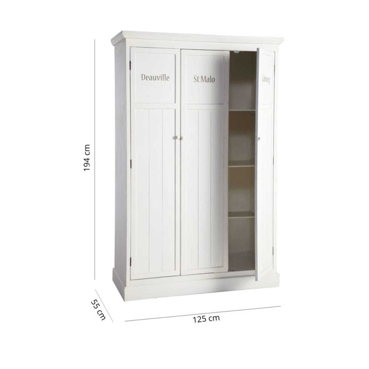 Wooden wardrobe in white W 125cm Newport – image 6