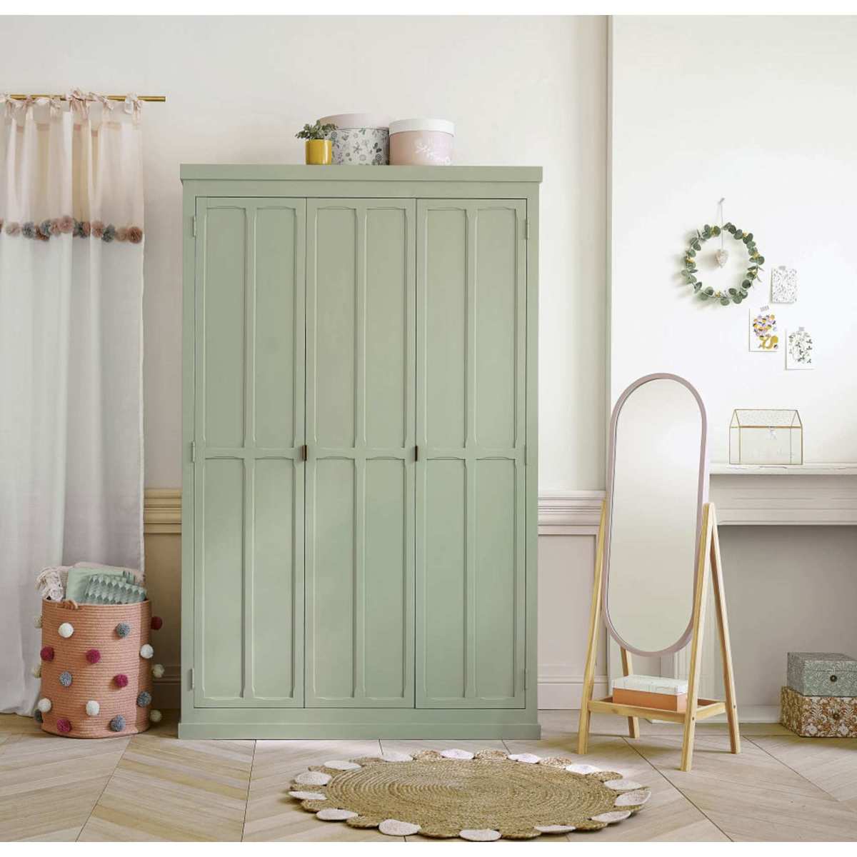 Green wardrobe with 3 doors Suzon – image 5