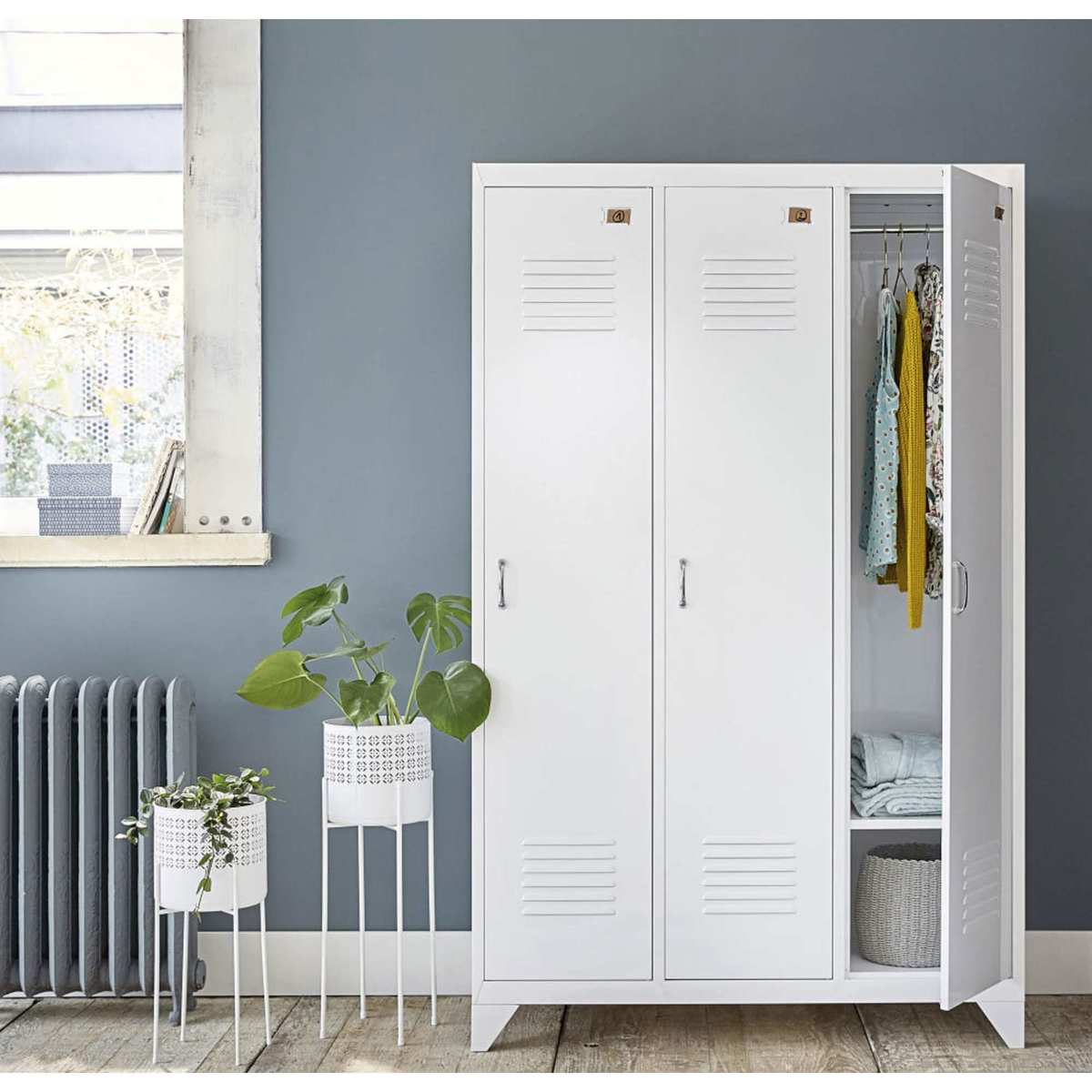 Metal industrial closet in white W 115cm Loft – image 4