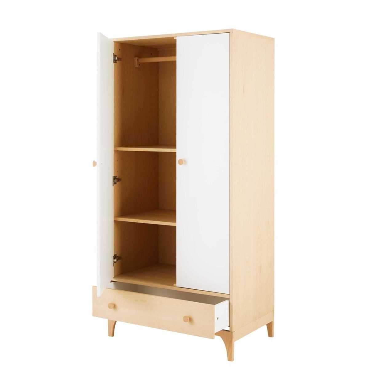 White 2-Door 1-Drawer Wardrobe Moonlight – image 3