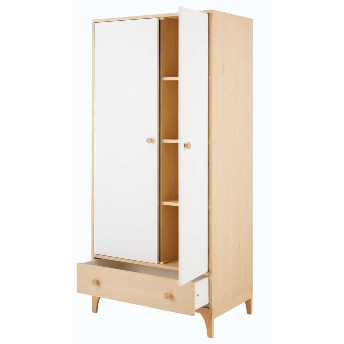 White 2-Door 1-Drawer Wardrobe Moonlight – image 4