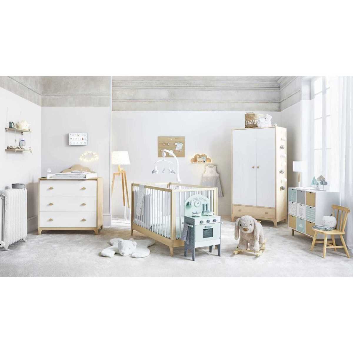 White 2-Door 1-Drawer Wardrobe Moonlight – image 6