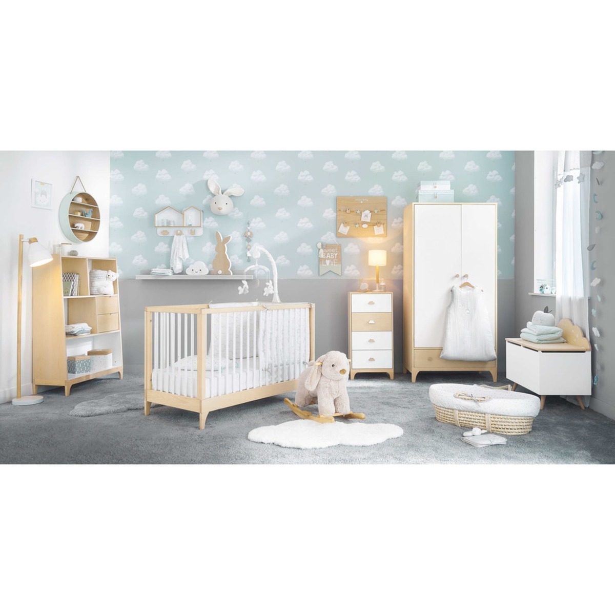 White 2-Door 1-Drawer Wardrobe Moonlight – image 7