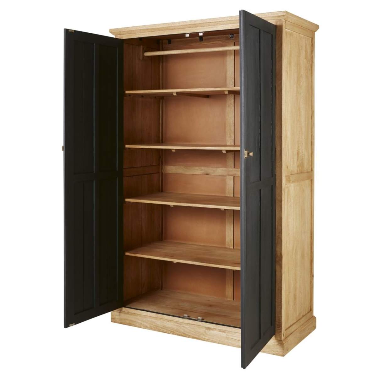 2-door two-tone solid mango wood wardrobe Cezanne – image 2