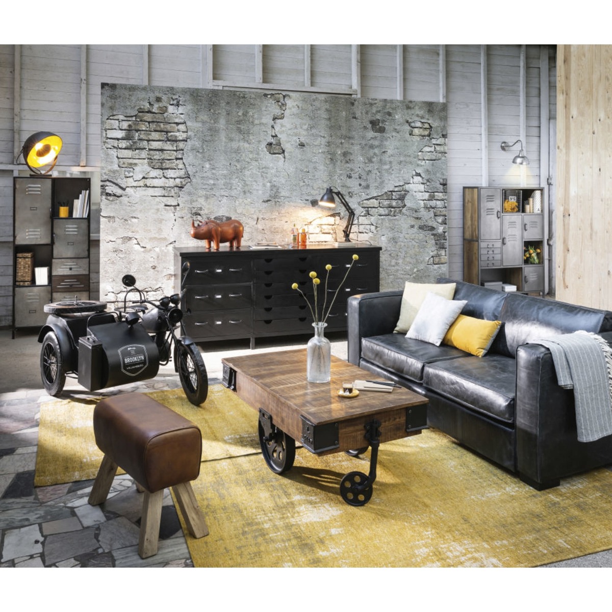 3-Door 4-Drawer Industrial Storage Cabinet Iron – image 6