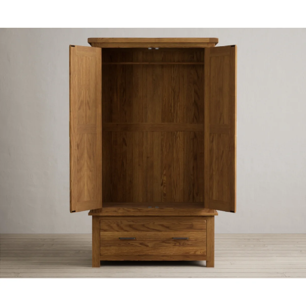 Harrogate Rustic Solid Oak Double Wardrobe – image 6