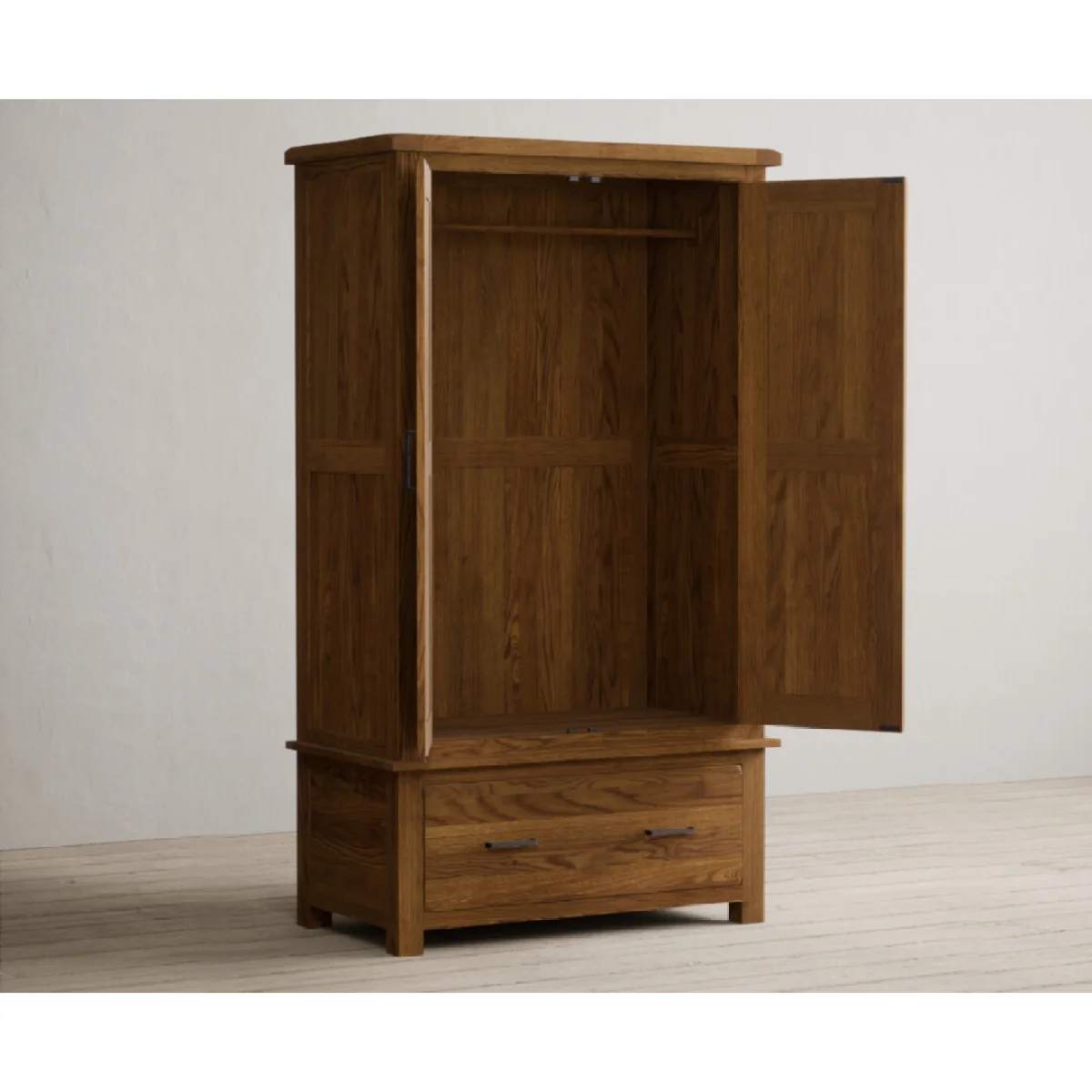 Harrogate Rustic Solid Oak Double Wardrobe – image 7