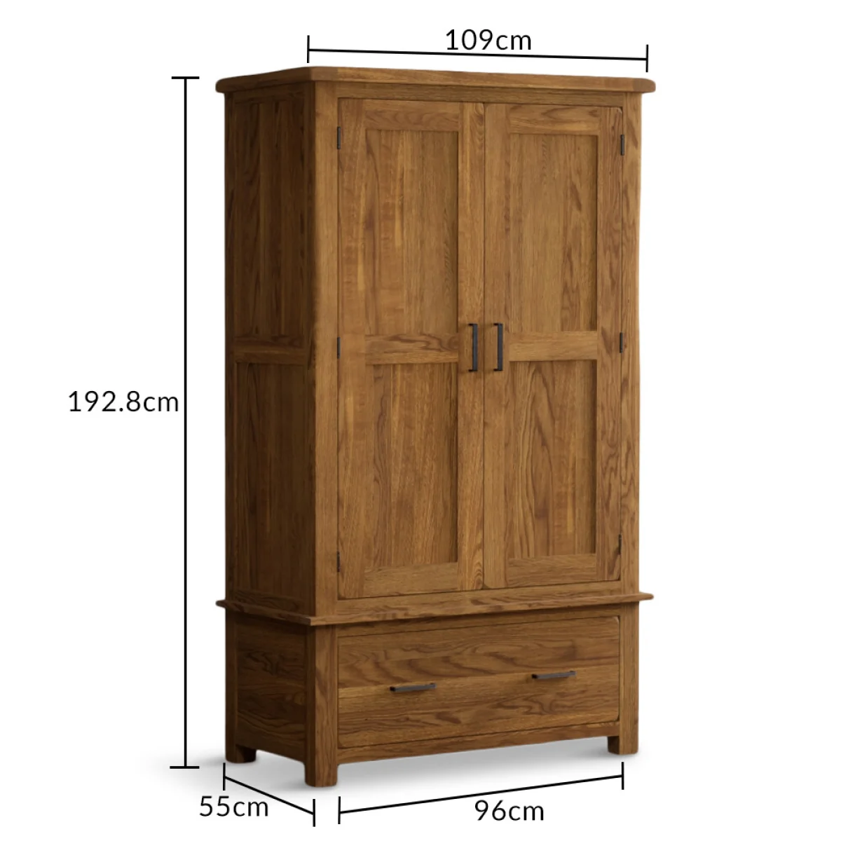 Harrogate Rustic Solid Oak Double Wardrobe – image 9