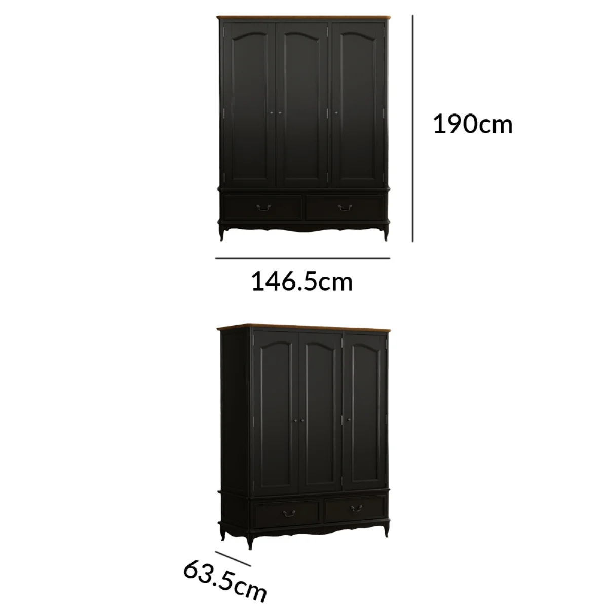 Chateau Noir Oak and Black Painted Triple Wardrobe – image 11