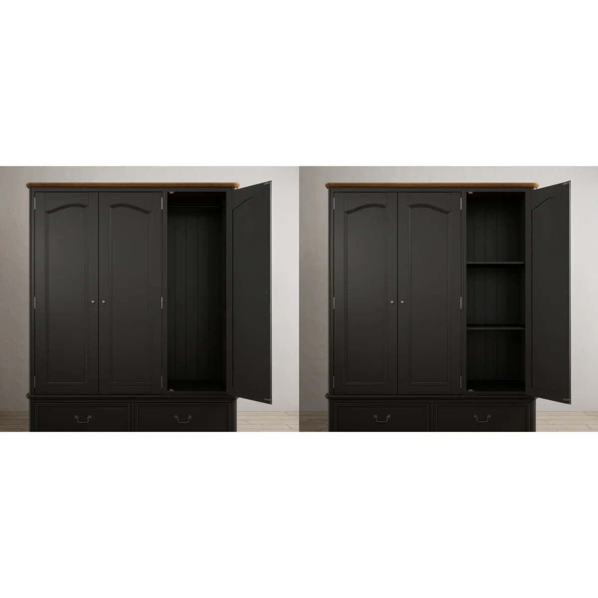Chateau Noir Oak and Black Painted Triple Wardrobe – image 13