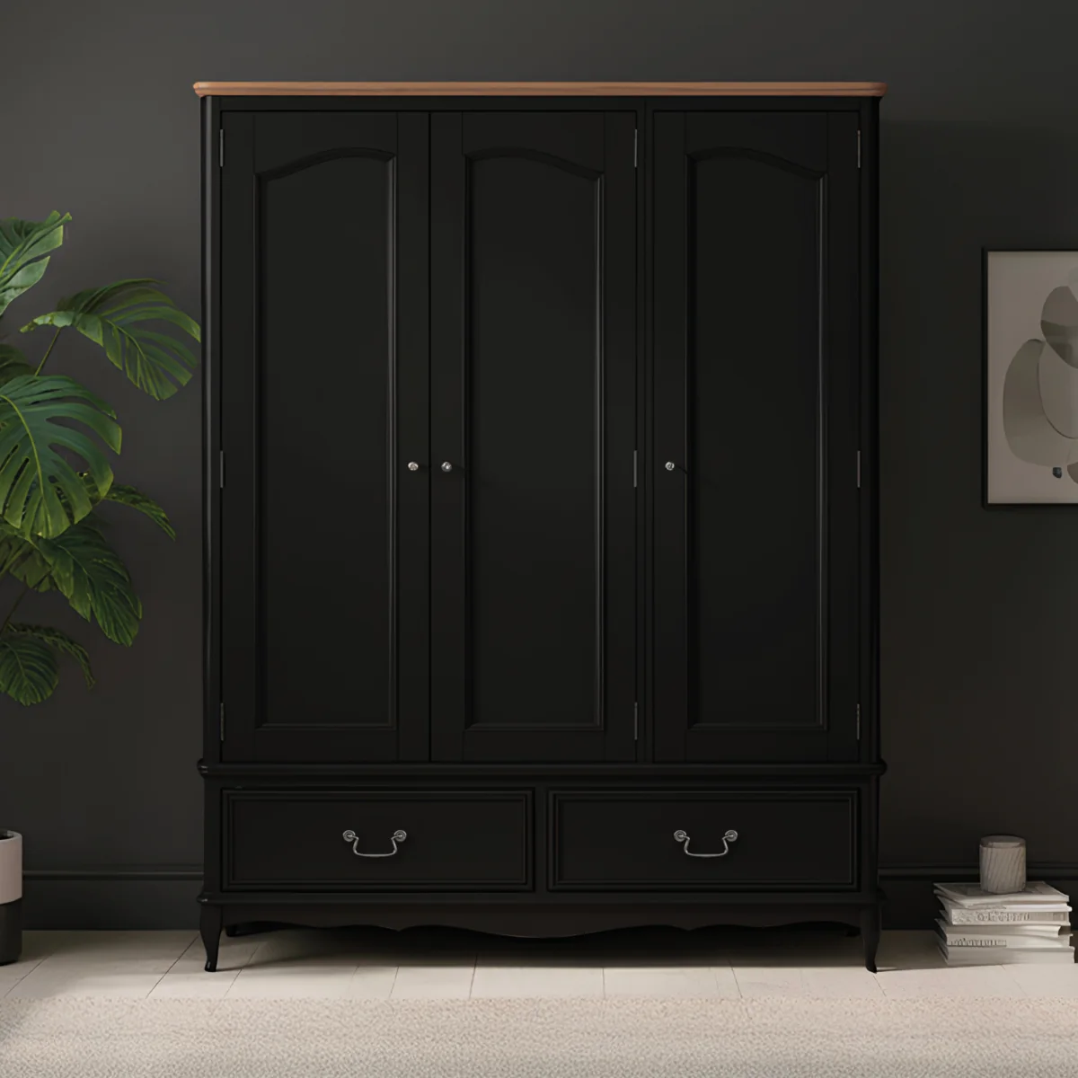 Chateau Noir Oak and Black Painted Triple Wardrobe – image 3