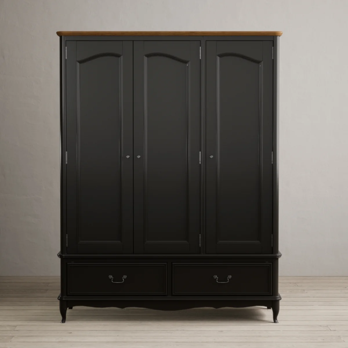 Chateau Noir Oak and Black Painted Triple Wardrobe – image 1