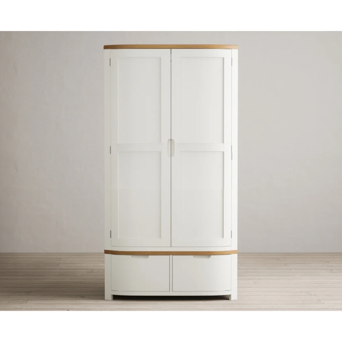 Bradwell Oak and Signal White Painted Double Wardrobe – image 4