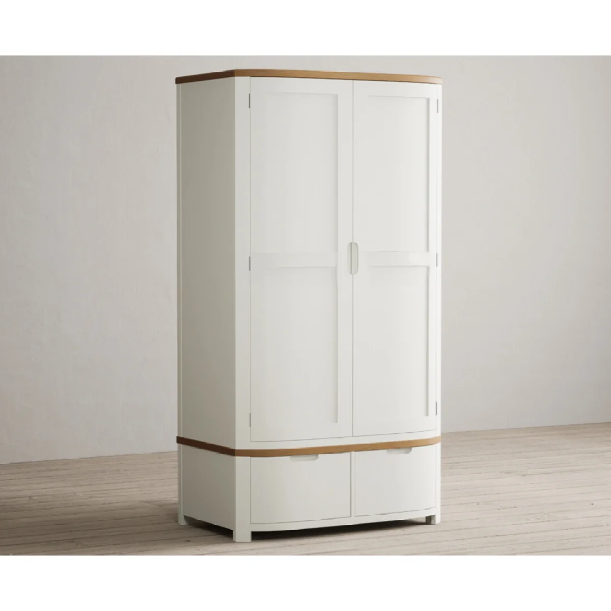 Bradwell Oak and Signal White Painted Double Wardrobe – image 5
