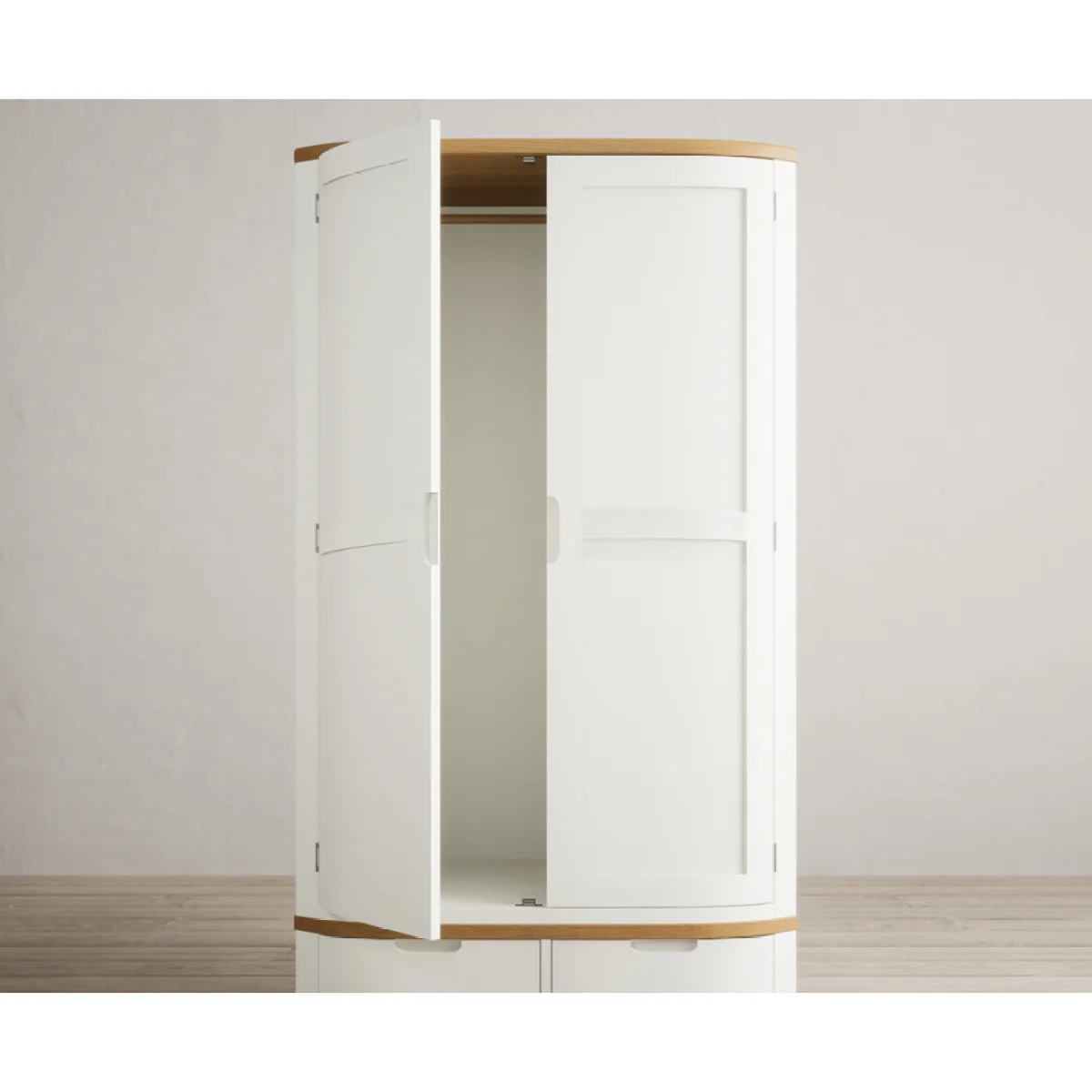 Bradwell Oak and Signal White Painted Double Wardrobe – image 6