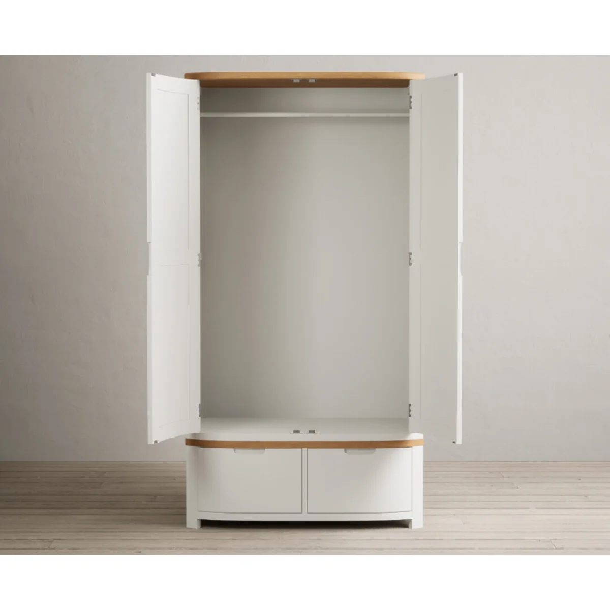 Bradwell Oak and Signal White Painted Double Wardrobe – image 7