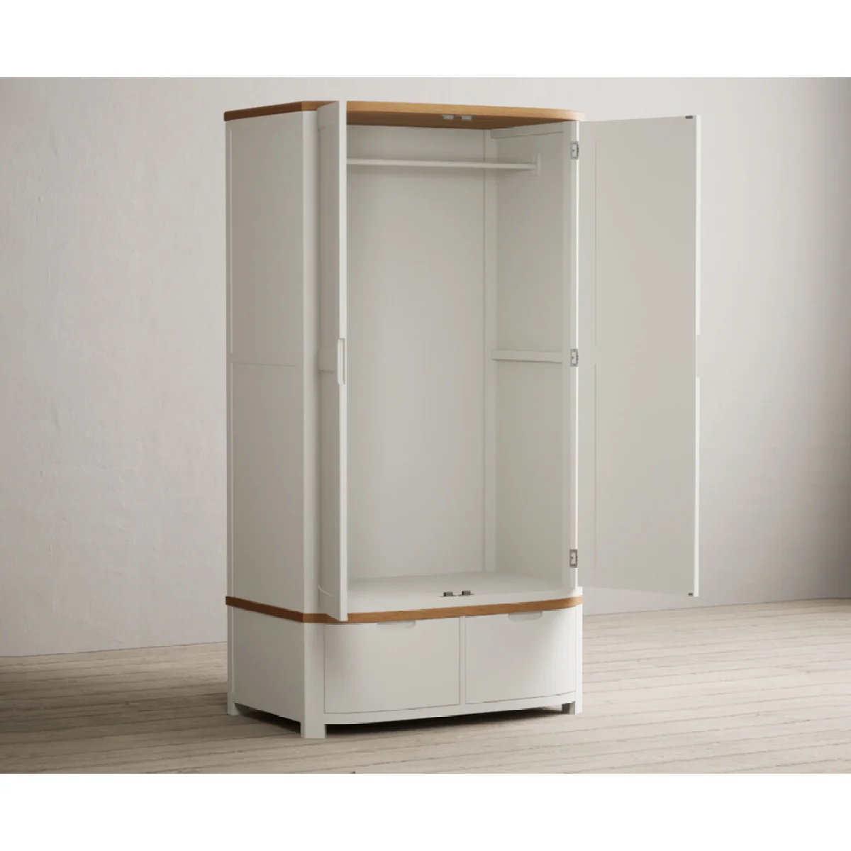Bradwell Oak and Signal White Painted Double Wardrobe – image 8