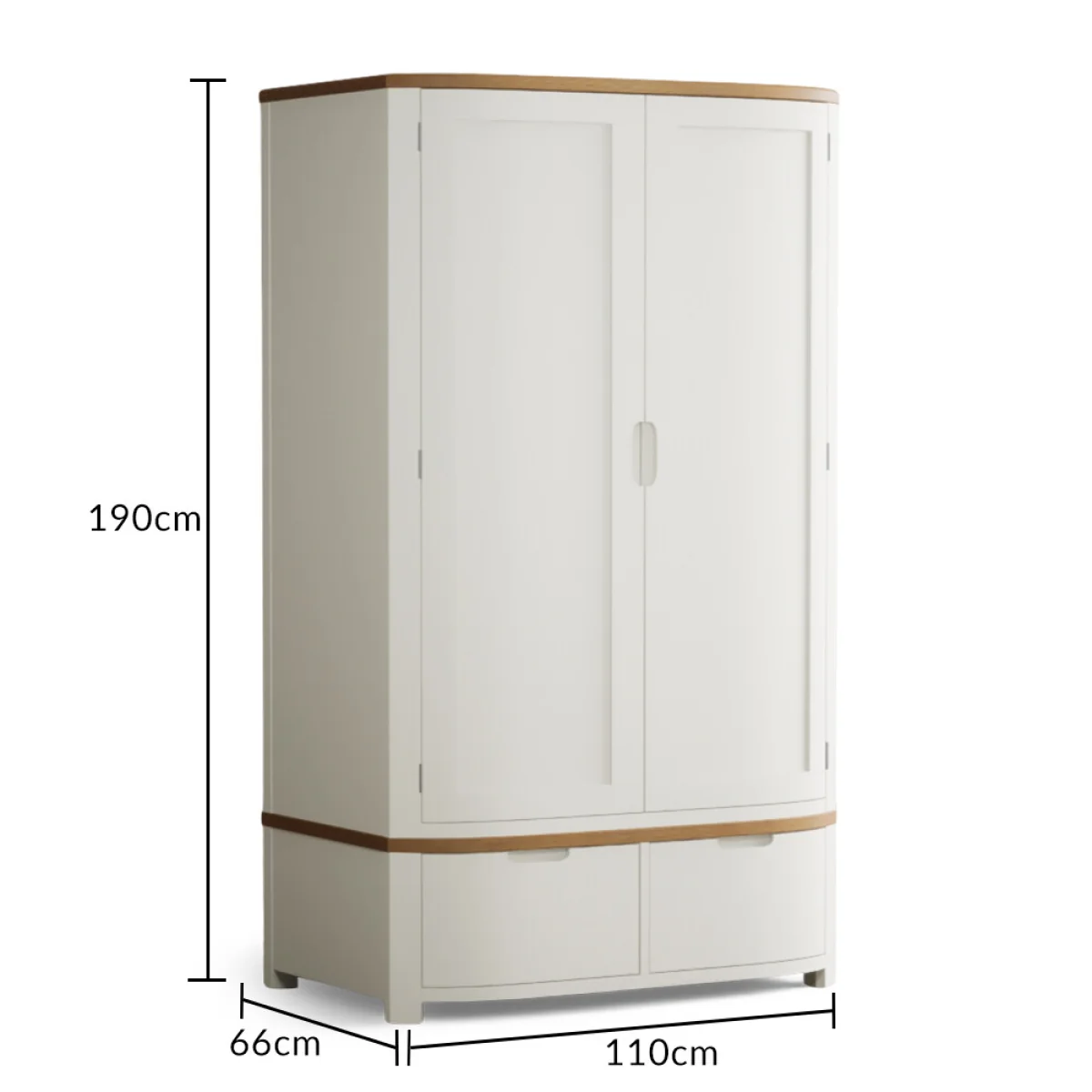 Bradwell Oak and Signal White Painted Double Wardrobe – image 10