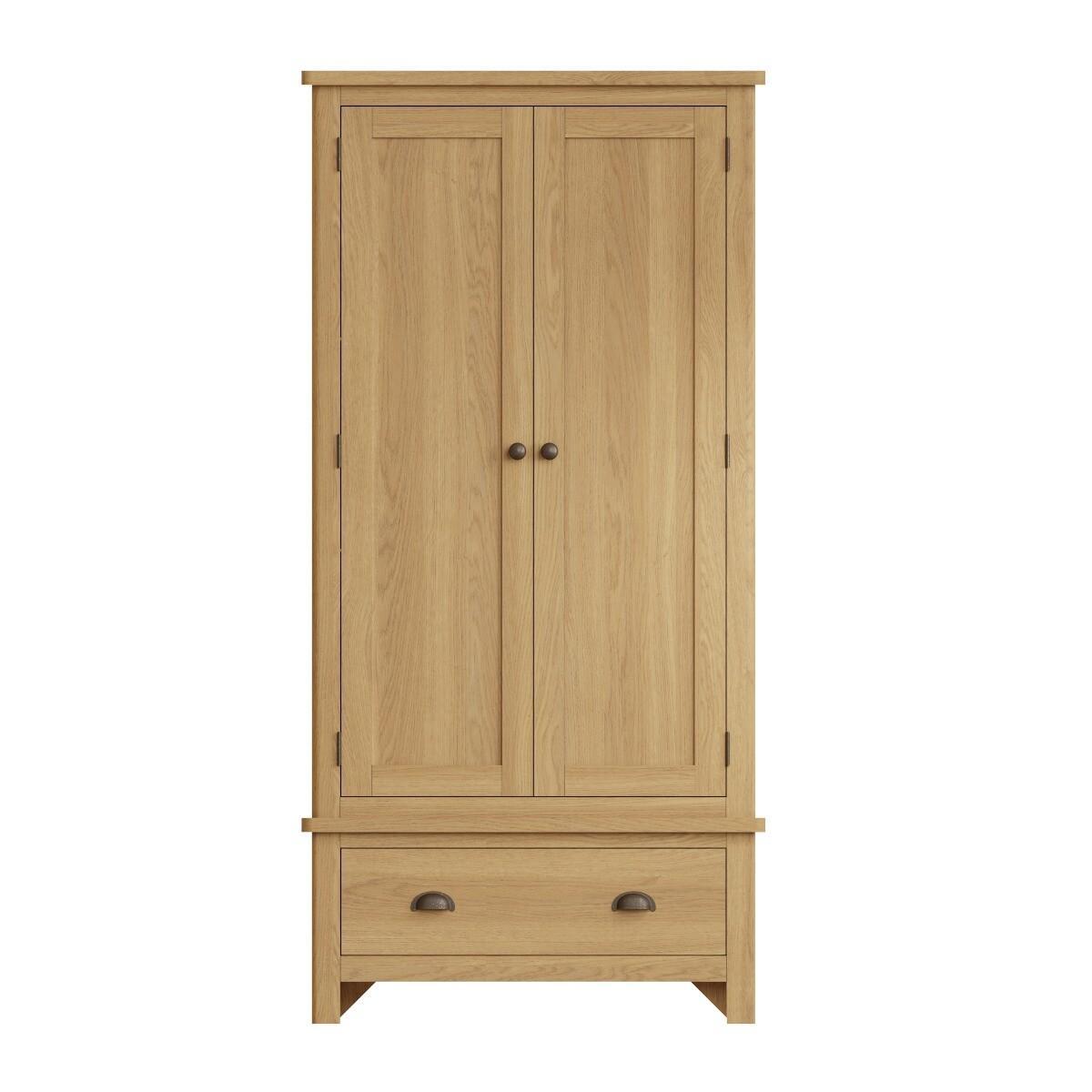 Noah Oak 2 Door 1 Drawer Wardrobe – image 2