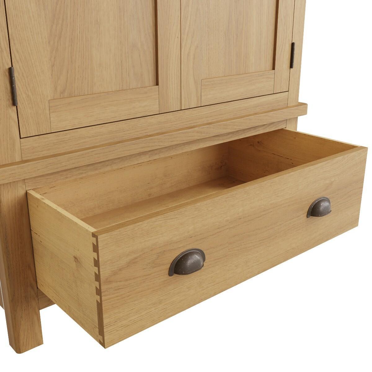 Noah Oak 2 Door 1 Drawer Wardrobe – image 7