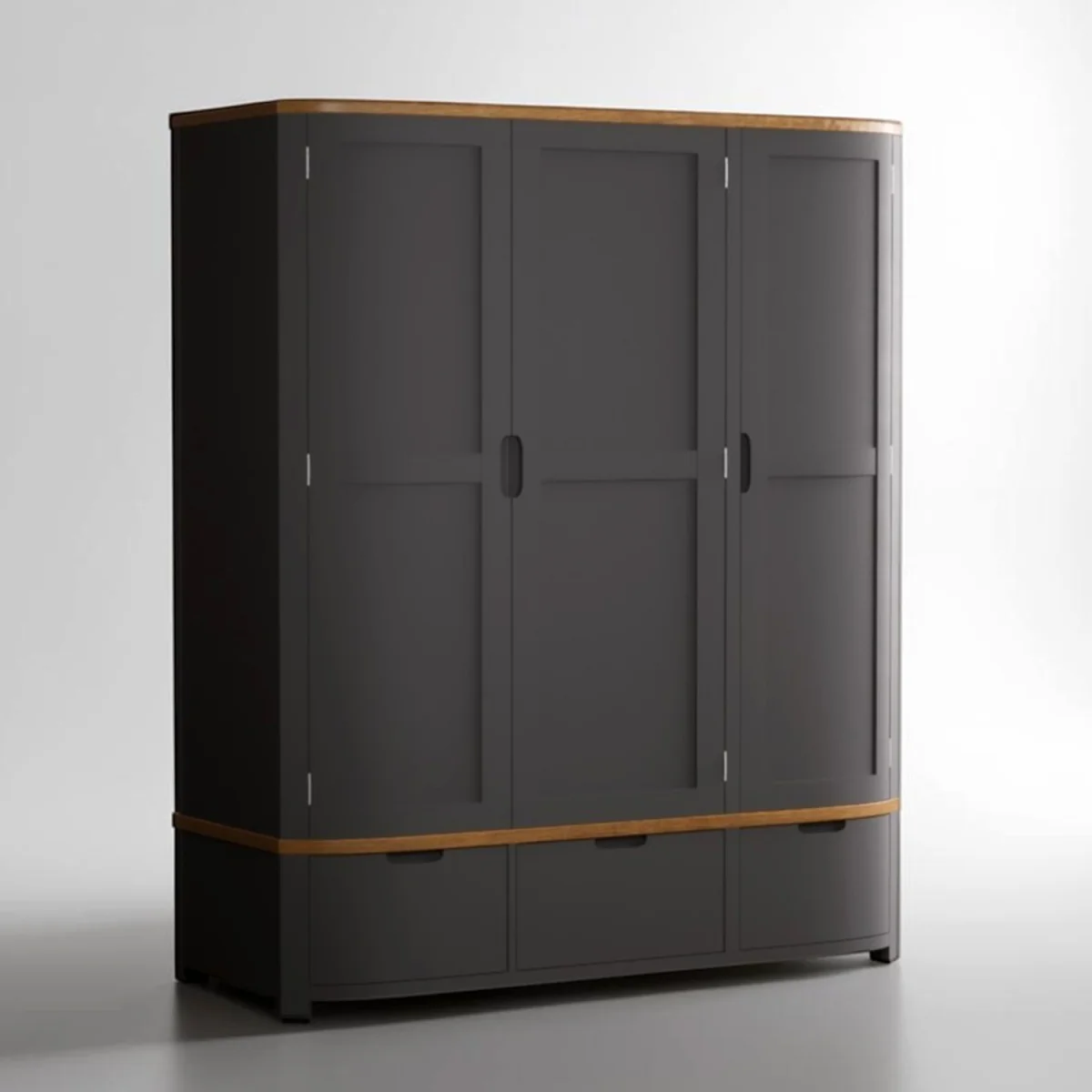 Bradwell Oak and Charcoal Painted Triple Wardrobe – image 3