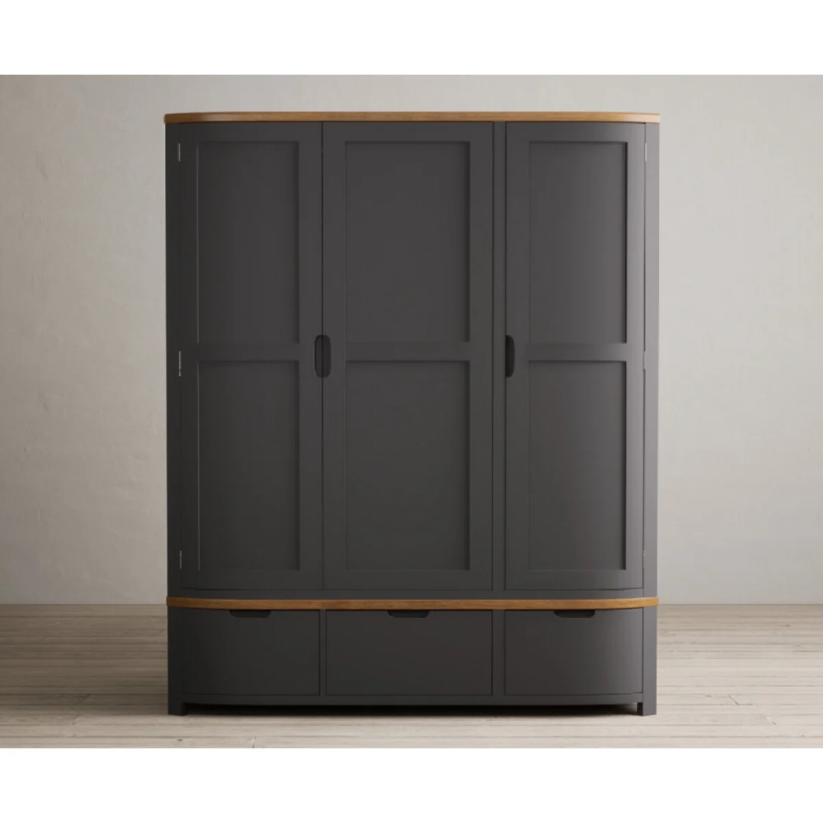 Bradwell Oak and Charcoal Painted Triple Wardrobe – image 5