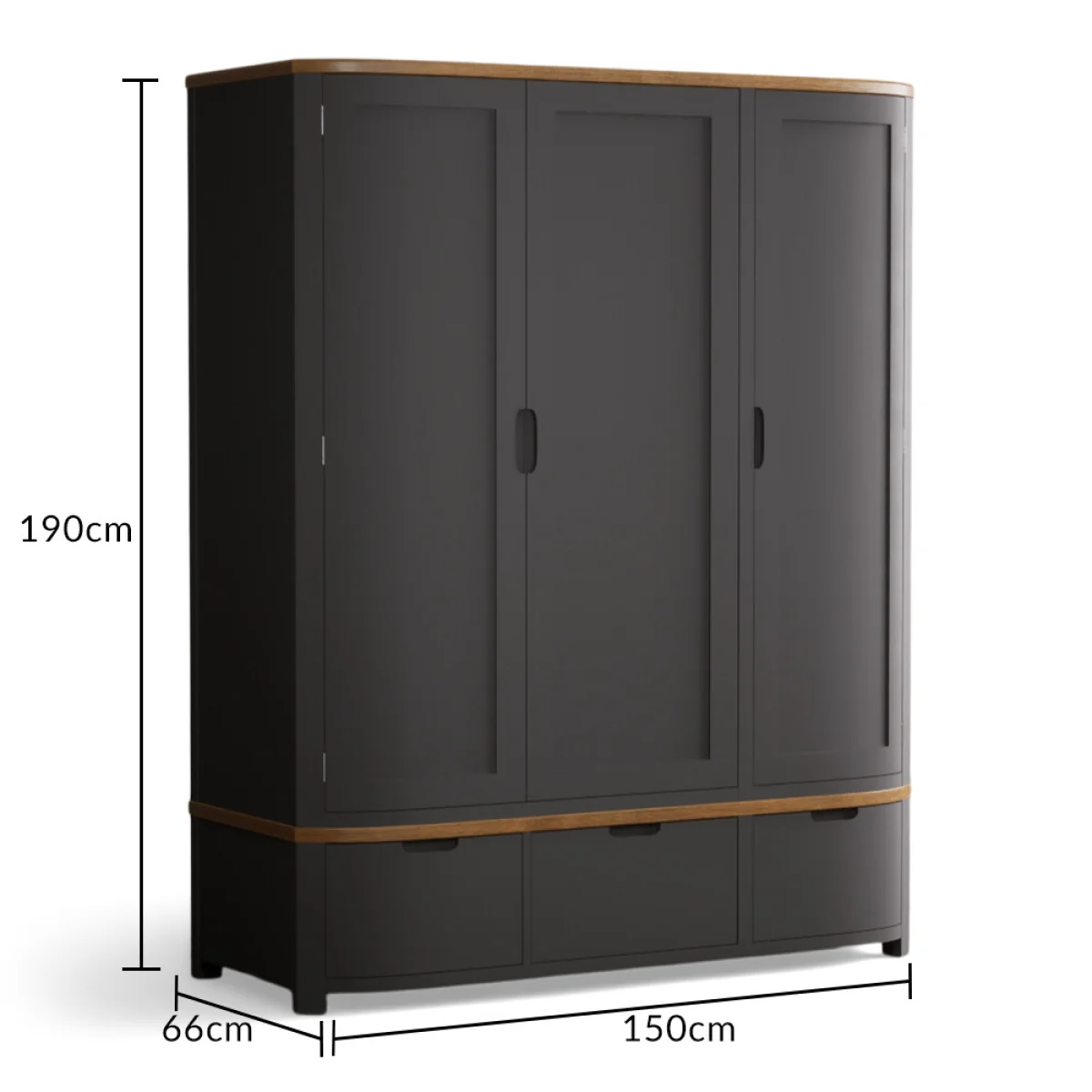 Bradwell Oak and Charcoal Painted Triple Wardrobe – image 10