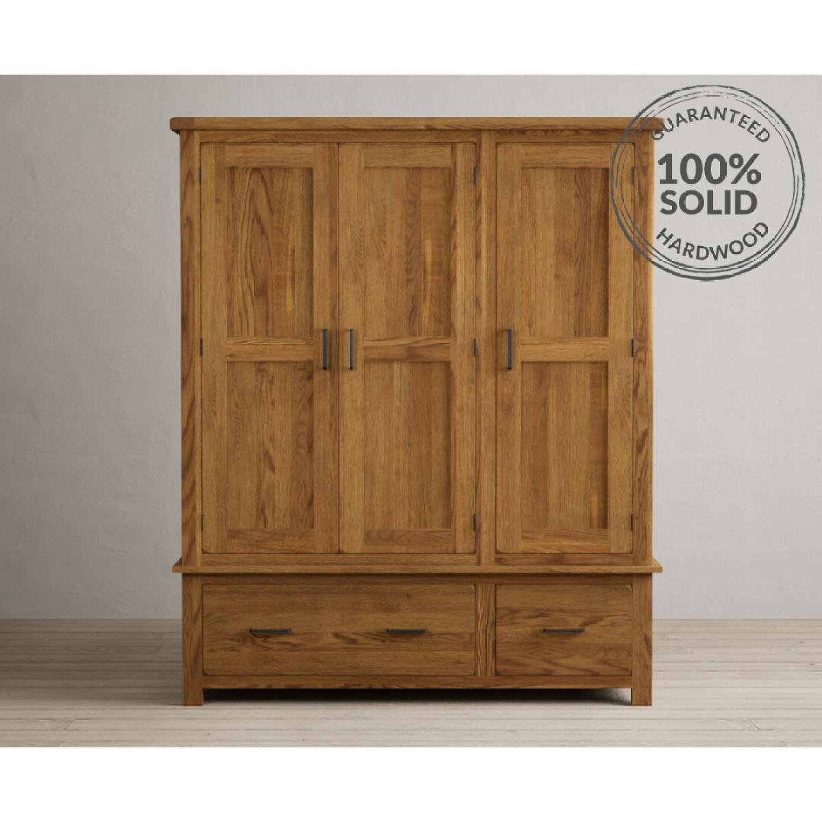 Harrogate Rustic Solid Oak Triple Wardrobe – image 2