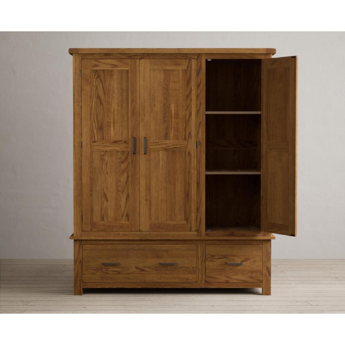 Harrogate Rustic Solid Oak Triple Wardrobe – image 3