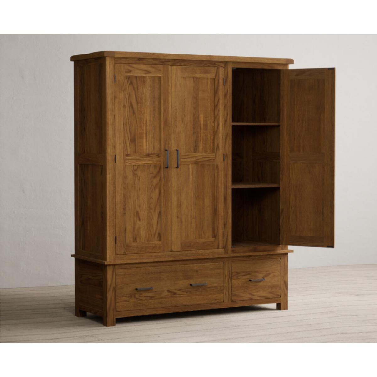 Harrogate Rustic Solid Oak Triple Wardrobe – image 4