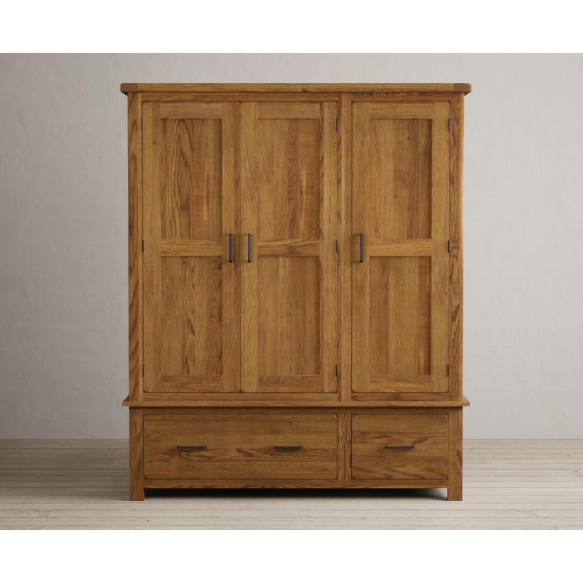 Harrogate Rustic Solid Oak Triple Wardrobe – image 9