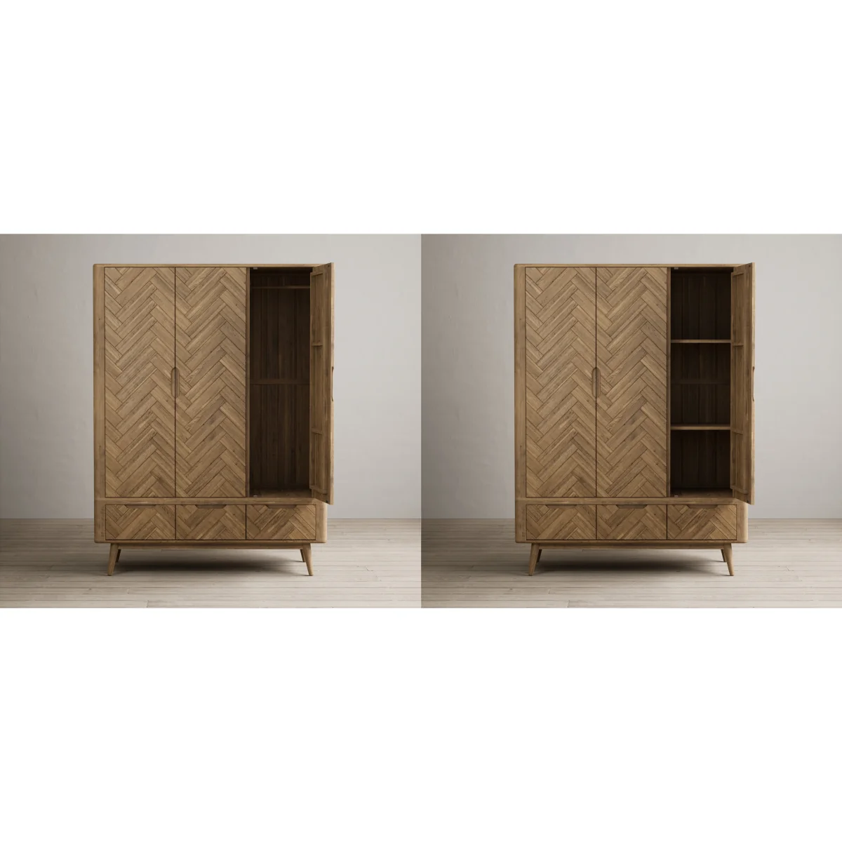 Parven Solid Oak Triple Wardrobe – image 11
