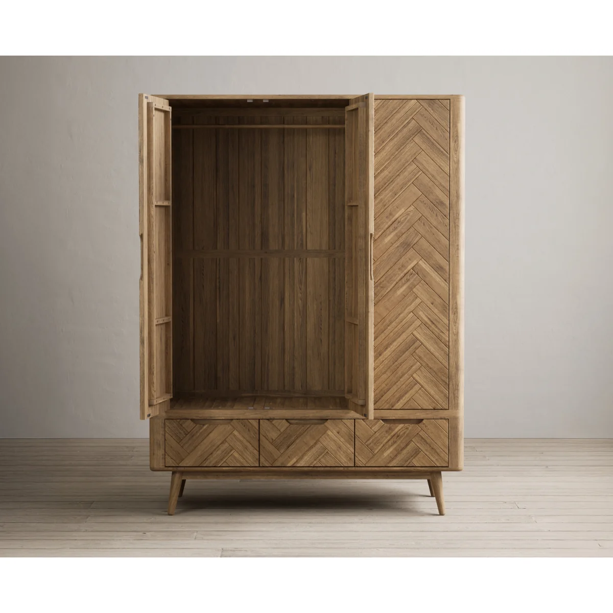 Parven Solid Oak Triple Wardrobe – image 6