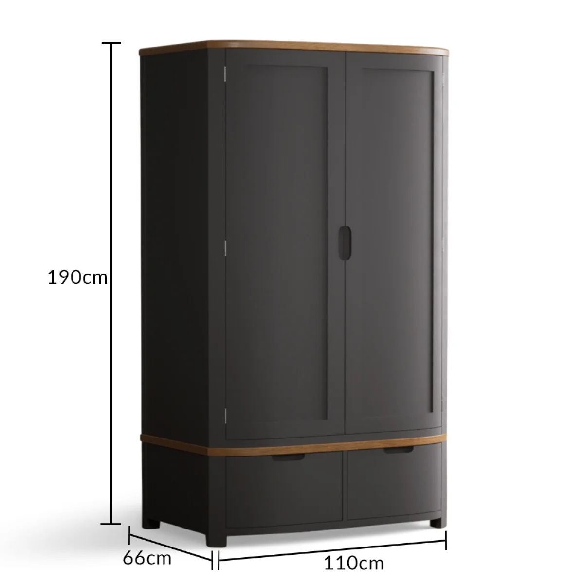 Bradwell Oak and Charcoal Painted Double Wardrobe – image 11