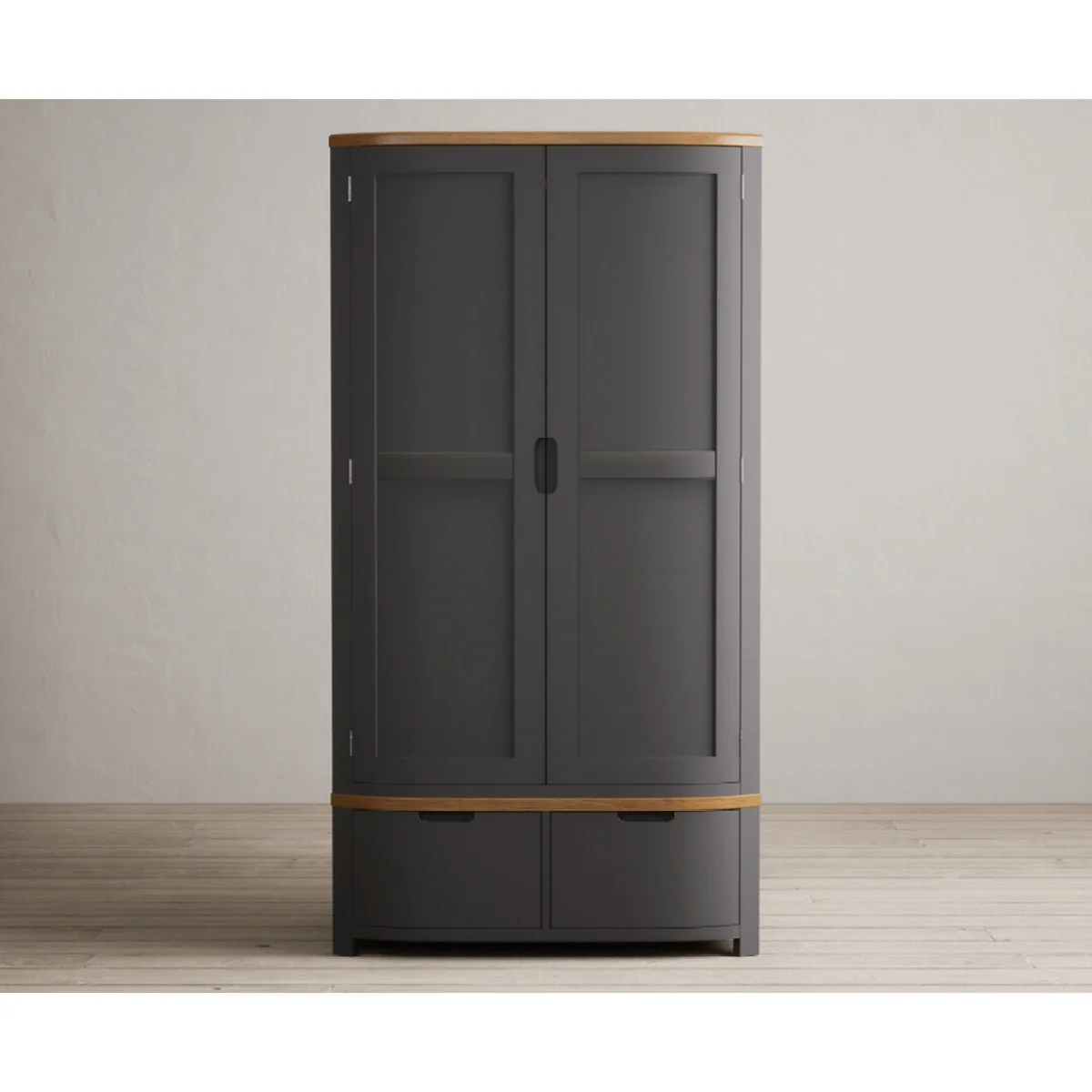 Bradwell Oak and Charcoal Painted Double Wardrobe – image 5