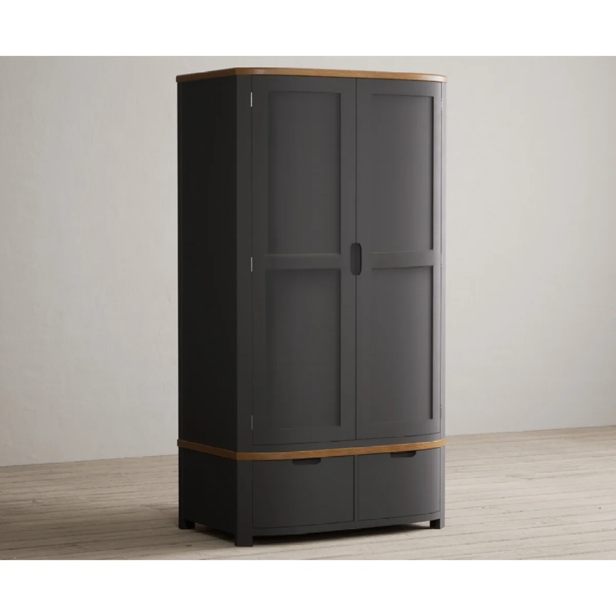 Bradwell Oak and Charcoal Painted Double Wardrobe – image 6