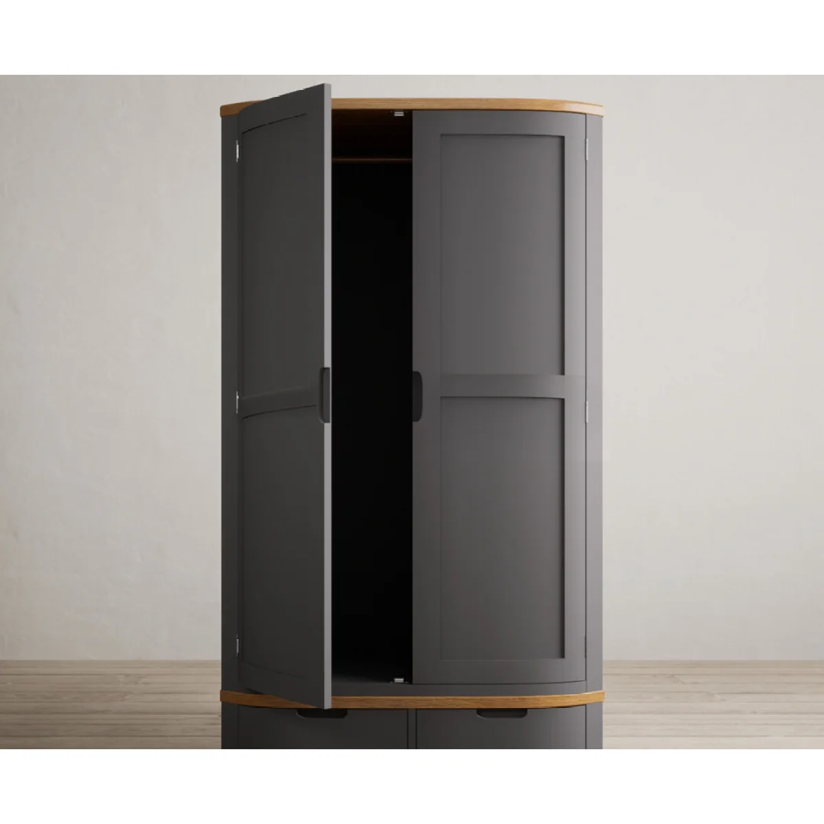 Bradwell Oak and Charcoal Painted Double Wardrobe – image 7