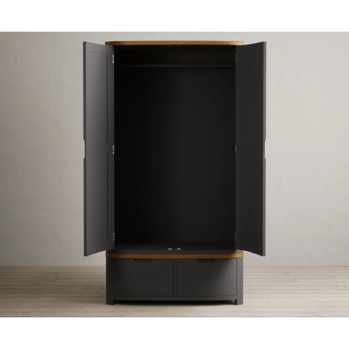 Bradwell Oak and Charcoal Painted Double Wardrobe – image 8