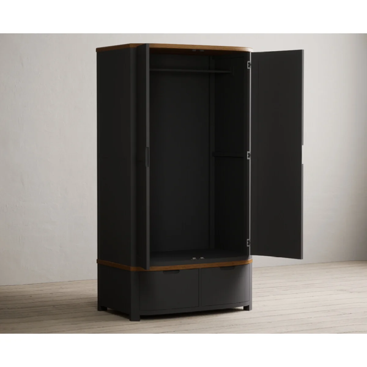 Bradwell Oak and Charcoal Painted Double Wardrobe – image 9