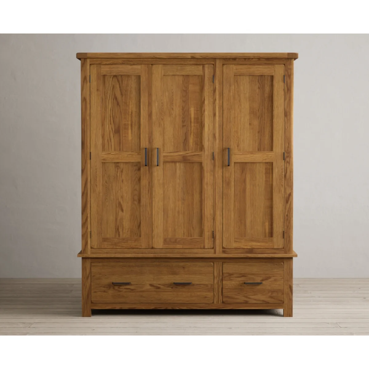 Harrogate Rustic Solid Oak Triple Wardrobe – image 4