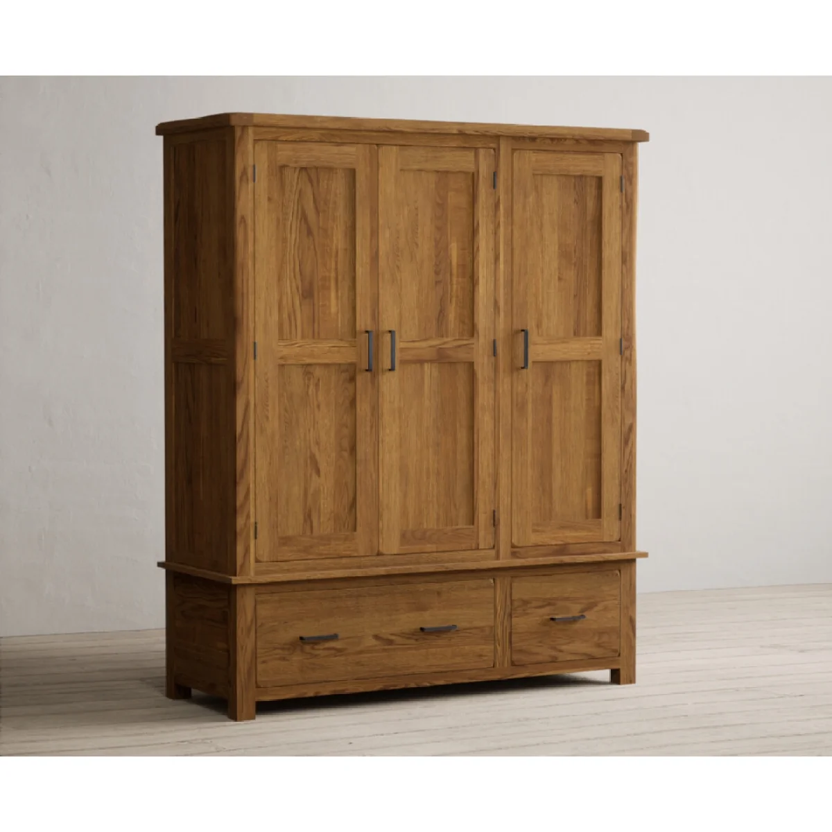 Harrogate Rustic Solid Oak Triple Wardrobe – image 5