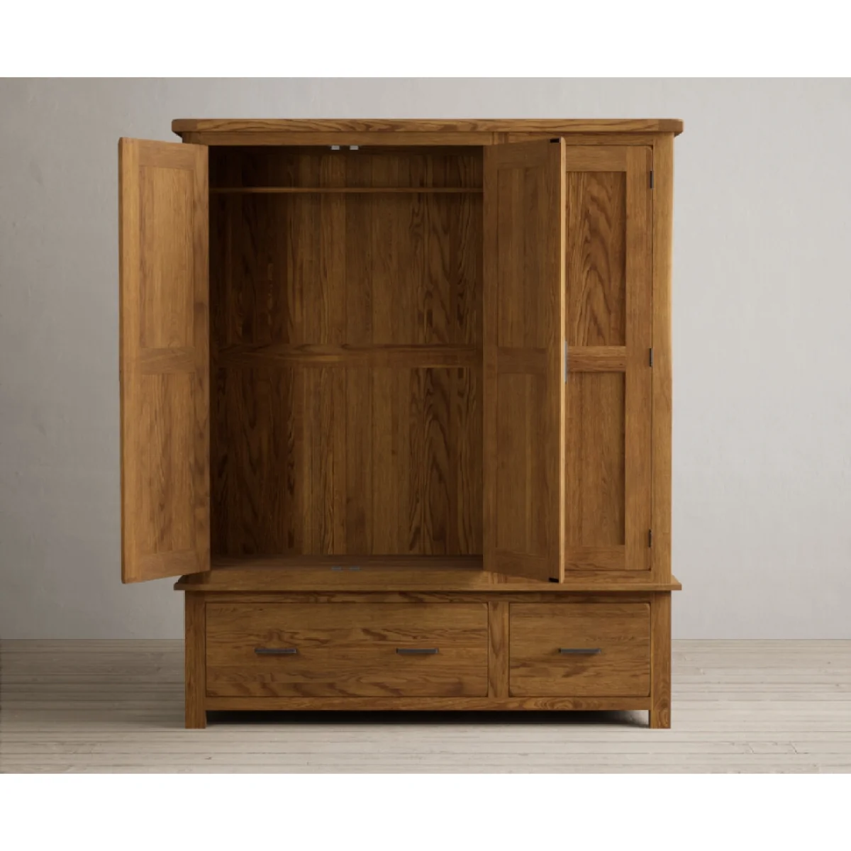 Harrogate Rustic Solid Oak Triple Wardrobe – image 6
