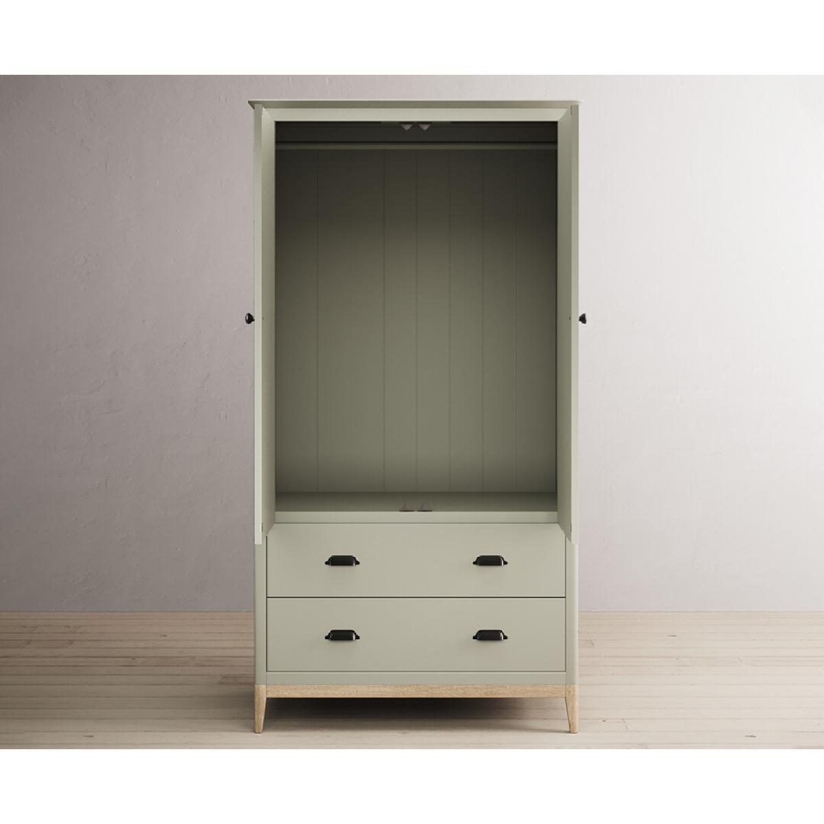 Ancona Oak and Soft Green Painted Double Wardrobe – image 4