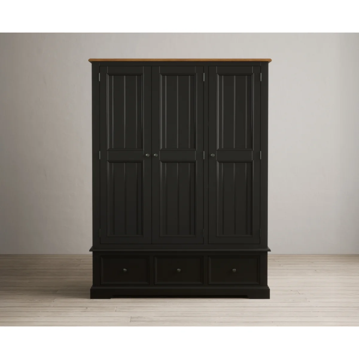 Charlton Oak and Black Painted Triple Wardrobe – image 4