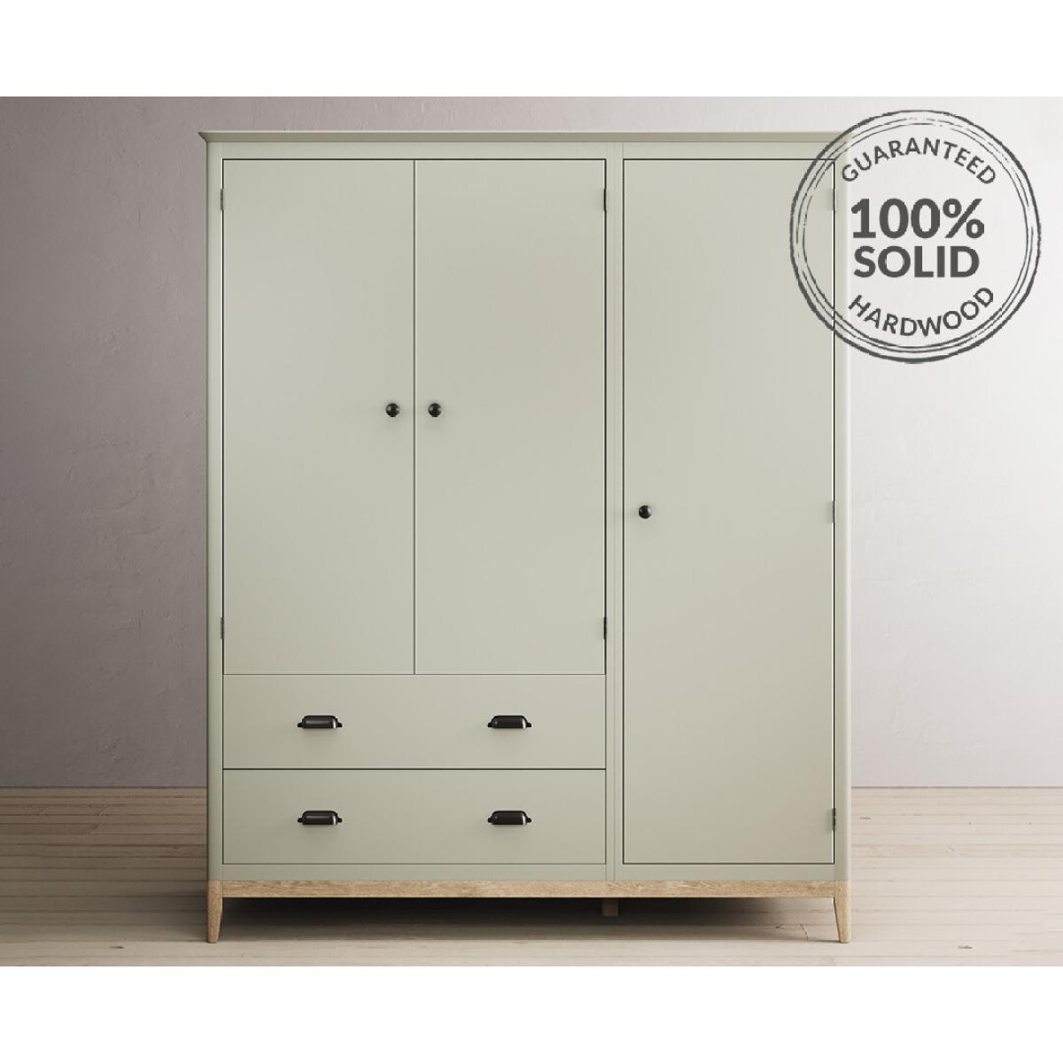 Ancona Oak and Soft Green Painted Triple Wardrobe – image 2