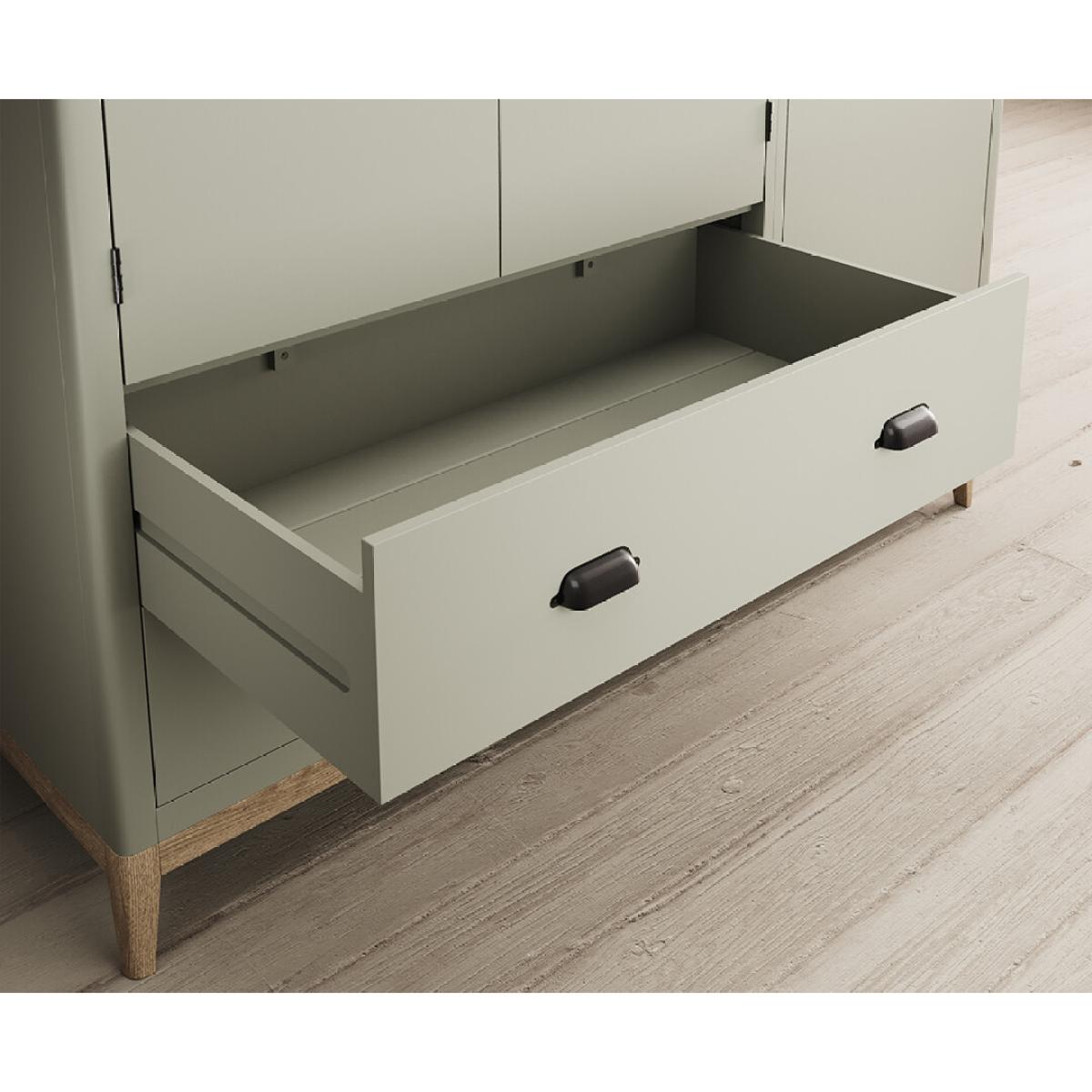 Ancona Oak and Soft Green Painted Triple Wardrobe – image 4