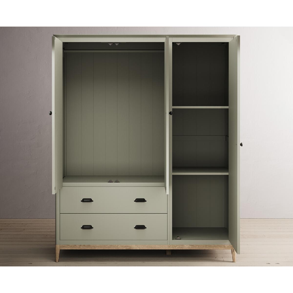 Ancona Oak and Soft Green Painted Triple Wardrobe – image 5