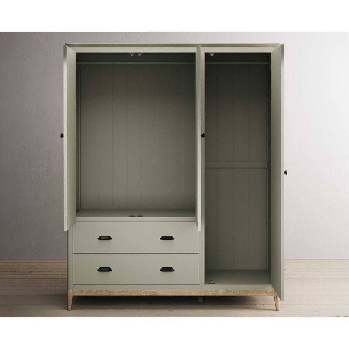 Ancona Oak and Soft Green Painted Triple Wardrobe – image 6