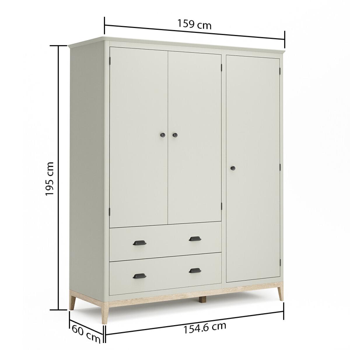 Ancona Oak and Soft Green Painted Triple Wardrobe – image 9