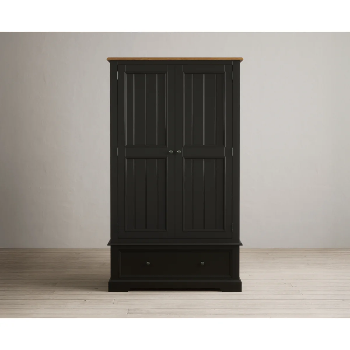 Charlton Oak and Black Painted Double Wardrobe – image 4